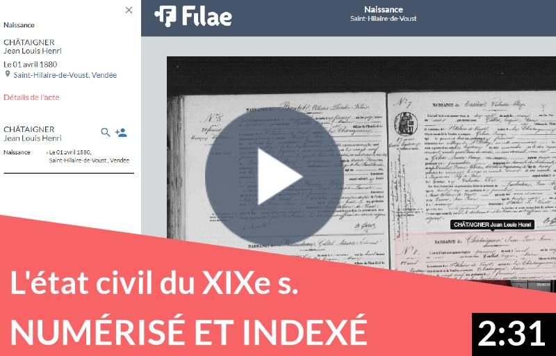 L’état civil numérisé et indexé du XIXe siècle