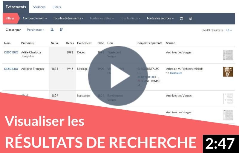 Visualiser les résultats de recherche