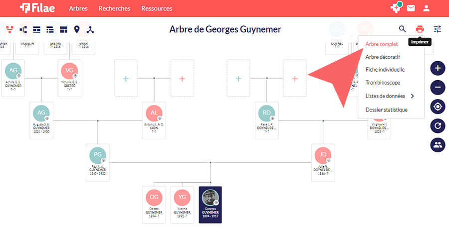 Impression et export d'un arbre