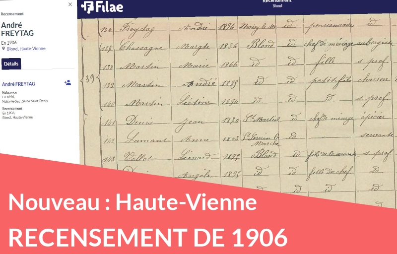 Nouveau recensement de 1906 : la Haute-Vienne