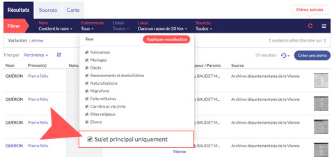 Sujet principal