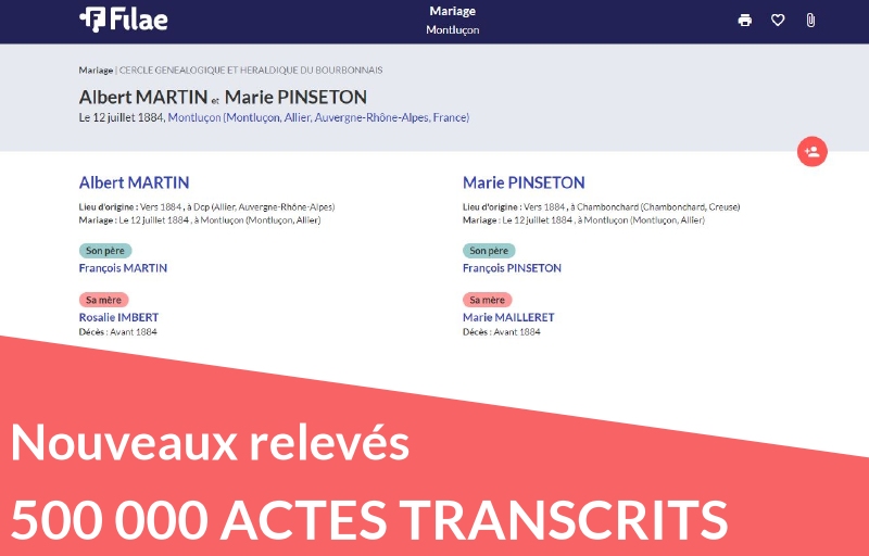 Plus de 500 000 nouveaux actes relevés