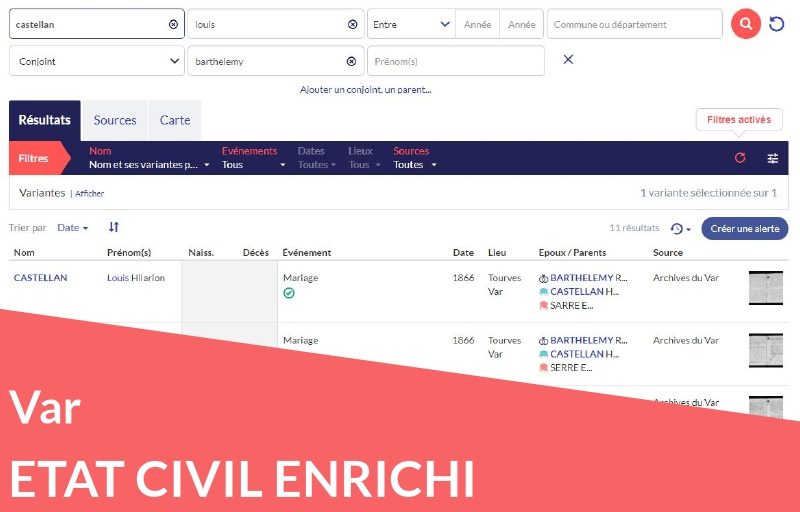 Nouveau ! Etat civil enrichi du Var