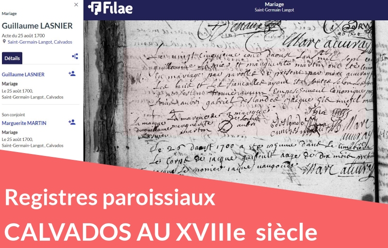 Nouveau : registres paroissiaux du Calvados au XVIIIe siècle