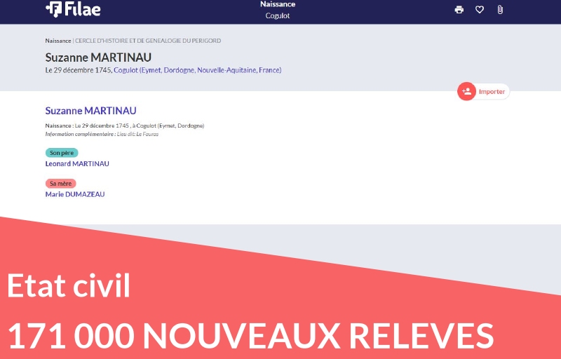 171 000 nouveaux relevés d’état civil