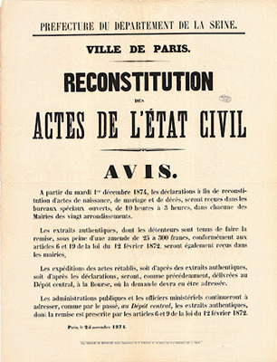 reconstitution des actes de Paris