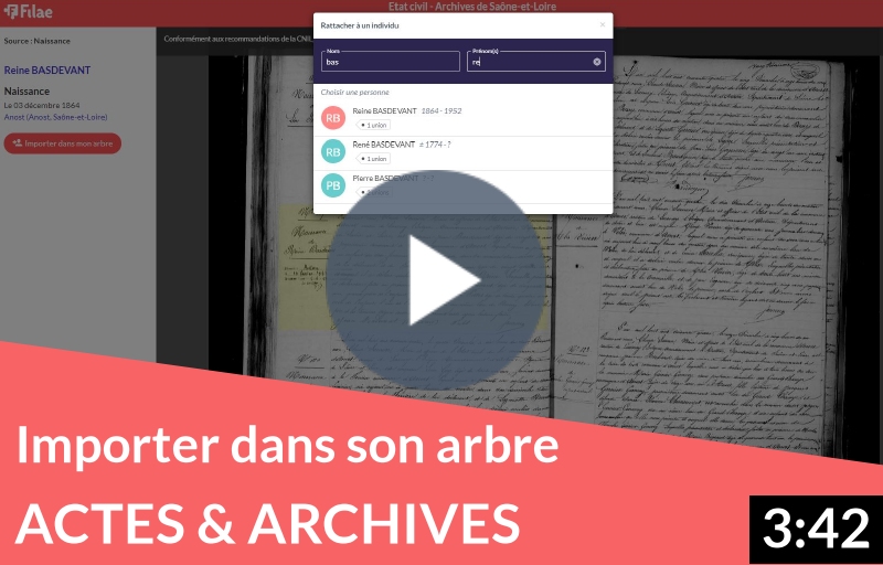 Importer des archives & des relevés indexés dans son arbre généalogique