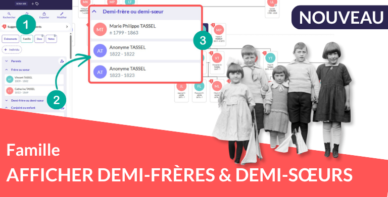 Nouveauté : Visualisez les demi-frères et demi-sœurs !