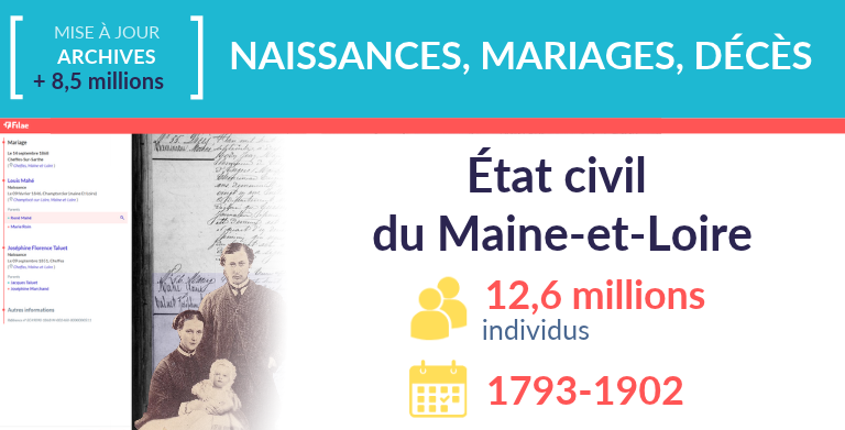 Etat civil du Maine-et-Loire : 8,5 millions individus ajoutés Etat civil du Maine-et-Loire : 8,5 millions individus ajoutés