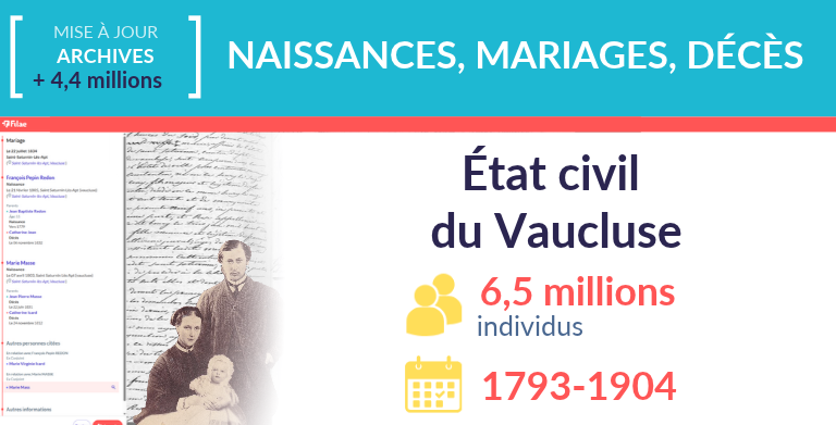 État civil du Vaucluse : + 4,4 millions d’individus État civil du Vaucluse : + 4,4 millions d’individus